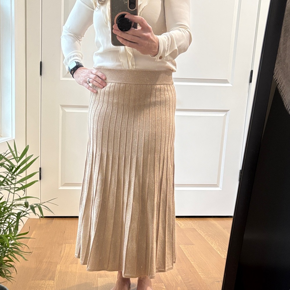Ann Taylor Beige Knit Midi Skirt